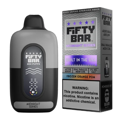 Frozen Orange Pom Fifty Bar Midnight Series disposable vape